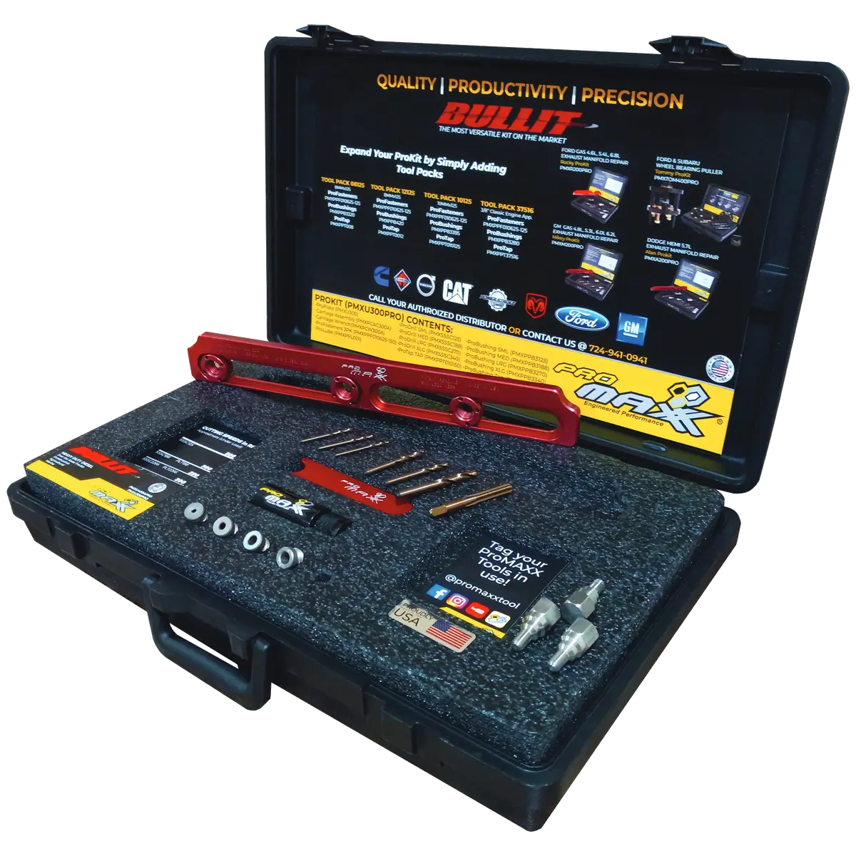Bullit Universal Broken Bolt Extractor Adaptable To Any In-Line Bolt Pattern For Cummins, Cat, Detroit Diesel, Freightliner And More 1