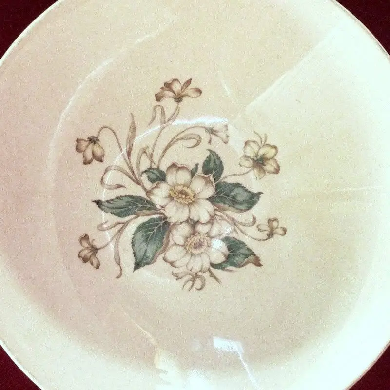 White Dogwood Pattern With Gold Trim 1