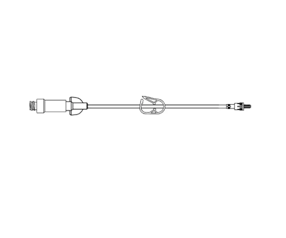 Amsino 8" Heplock Extension Set - Pinch Clamp, Rotating Male Luer Lock 1