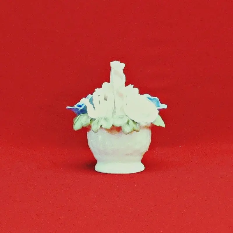 Porcelain Basket Of Colorful Flowers 2