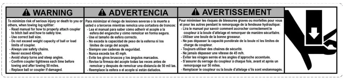 (S52062500) Trilingual Decal Tongue Warnin 1