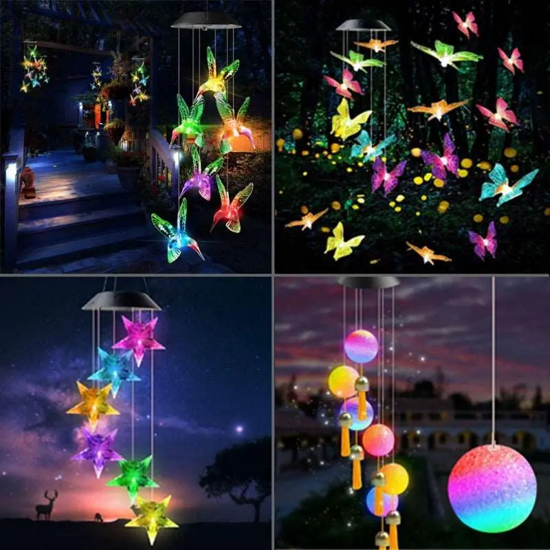 12-Colorful Solar Powered Wind Charms 1