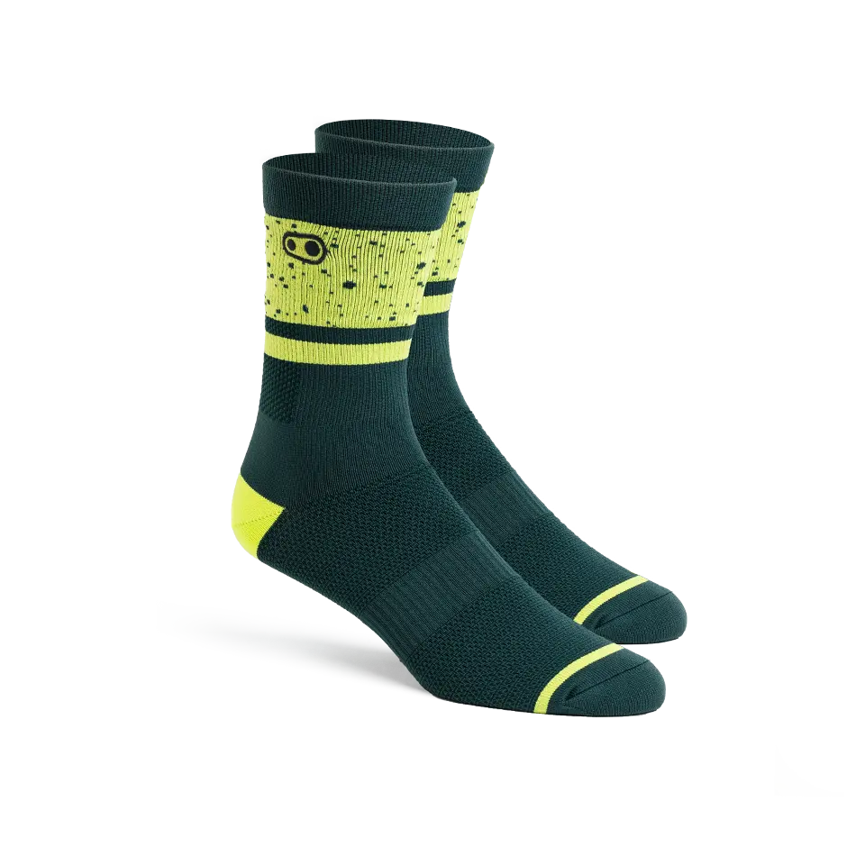 Icon Mtb Socks - Petrol/Lime Splatter 1