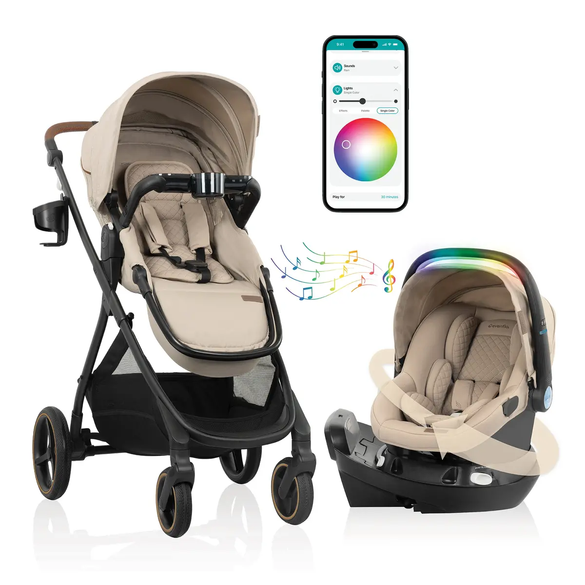 Build Your Own Custom Travel System! Shyft Intuiti+ Travertine & Revolve180 Litemax Nxt W/ Sensorysoothe 5