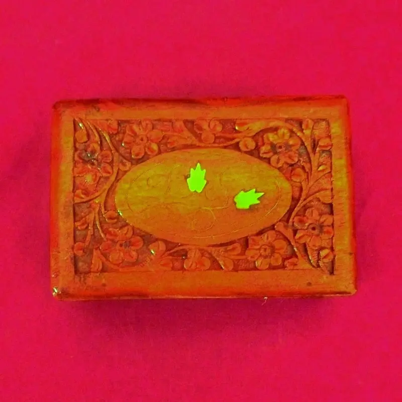 Hand Carved Floral & Brass Inlay Box 1