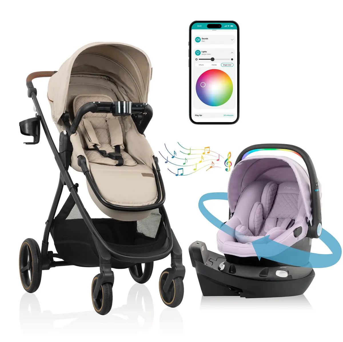Build Your Own Custom Travel System! Shyft Intuiti+ Travertine & Revolve180 Litemax Nxt W/ Sensorysoothe 4