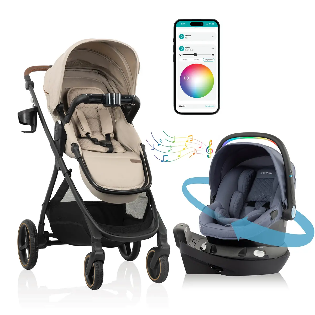 Build Your Own Custom Travel System! Shyft Intuiti+ Travertine & Revolve180 Litemax Nxt W/ Sensorysoothe 2
