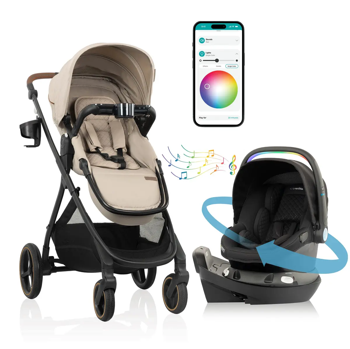 Build Your Own Custom Travel System! Shyft Intuiti+ Travertine & Revolve180 Litemax Nxt W/ Sensorysoothe 1