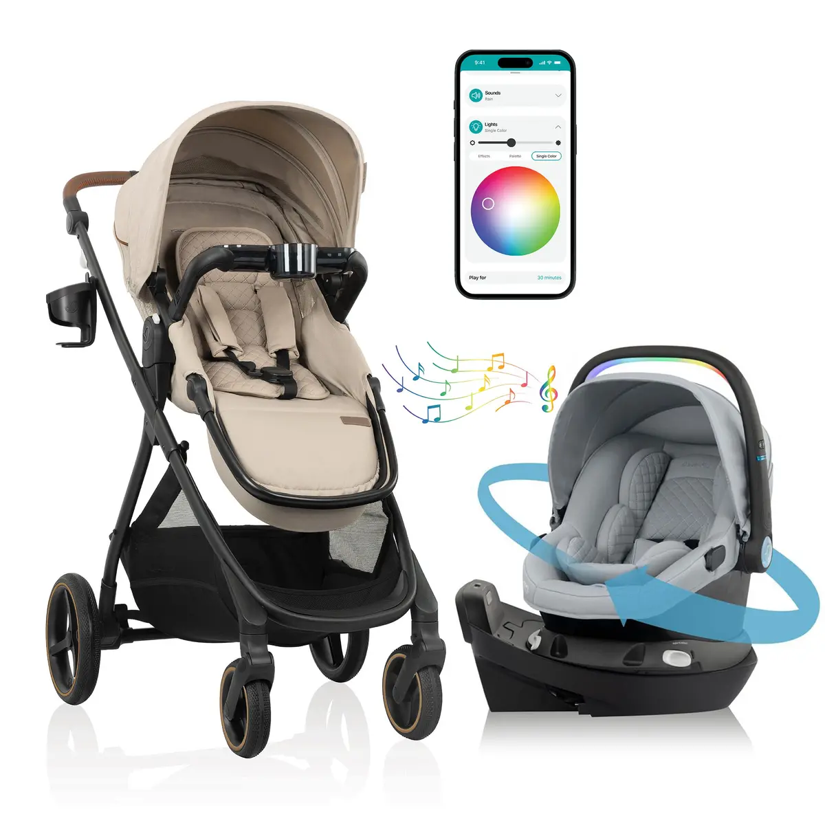 Build Your Own Custom Travel System! Shyft Intuiti+ Travertine & Revolve180 Litemax Nxt W/ Sensorysoothe 3