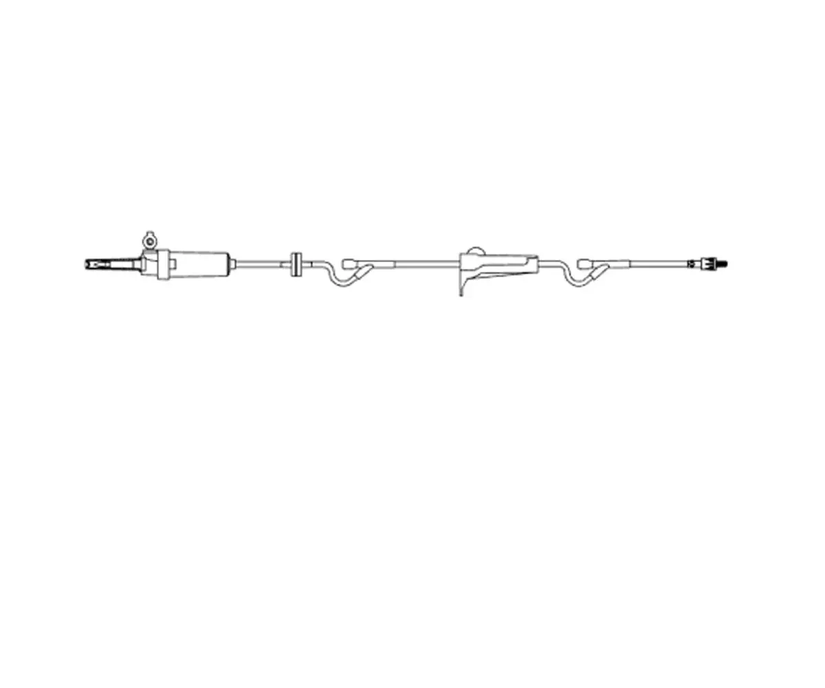 Amsino Iv Administration Set - 15 Drop Needle Injection, Vented/Non-Vented, Roller Clamp, Back Check Valve, (2) Injection Y-Sites, Rotating Male Luer Lock 1