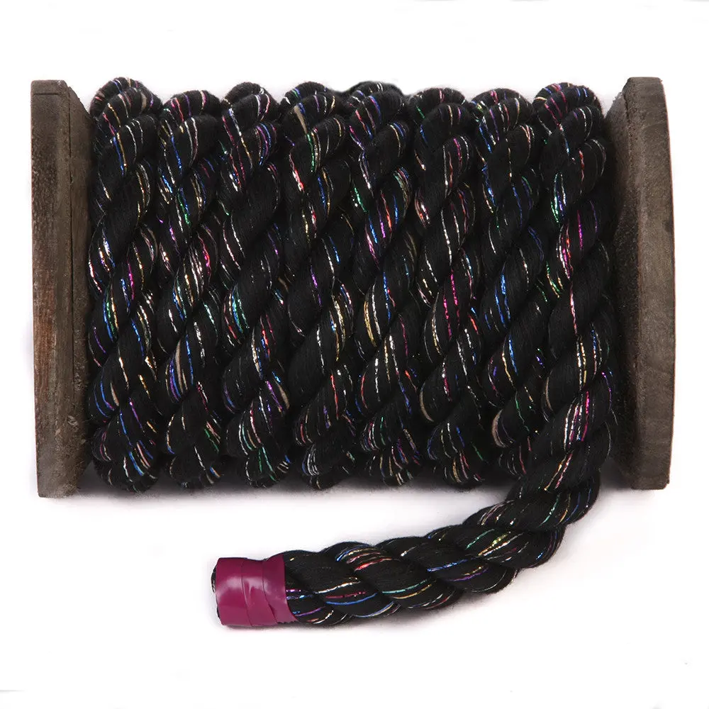 Premium Soft Twisted Cotton Rope with Glitter Black Finish