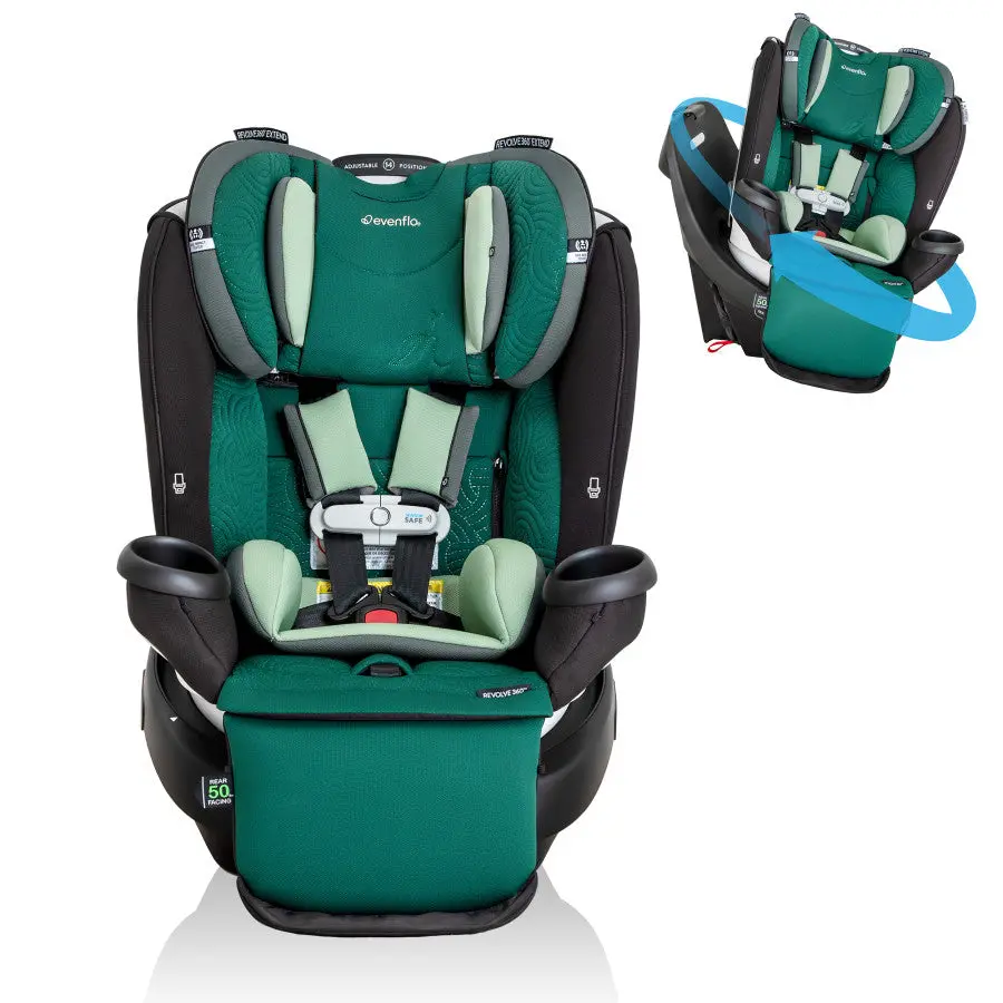 Revolve360 Extend All-In-One Rotational Car Seat With Green & Gentle Fabric Support 1