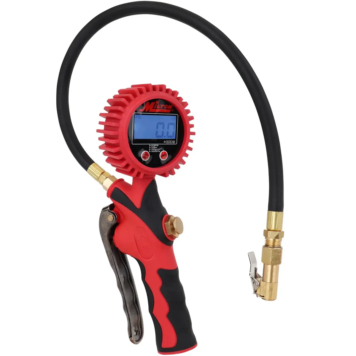 Call For Availability - Heavy-Duty Digital Tire Inflator And Air Pressure Gauge, Clip-On Chuck, 1/4" Npt, 20" Rubber Hose, 0-255 Psi 1