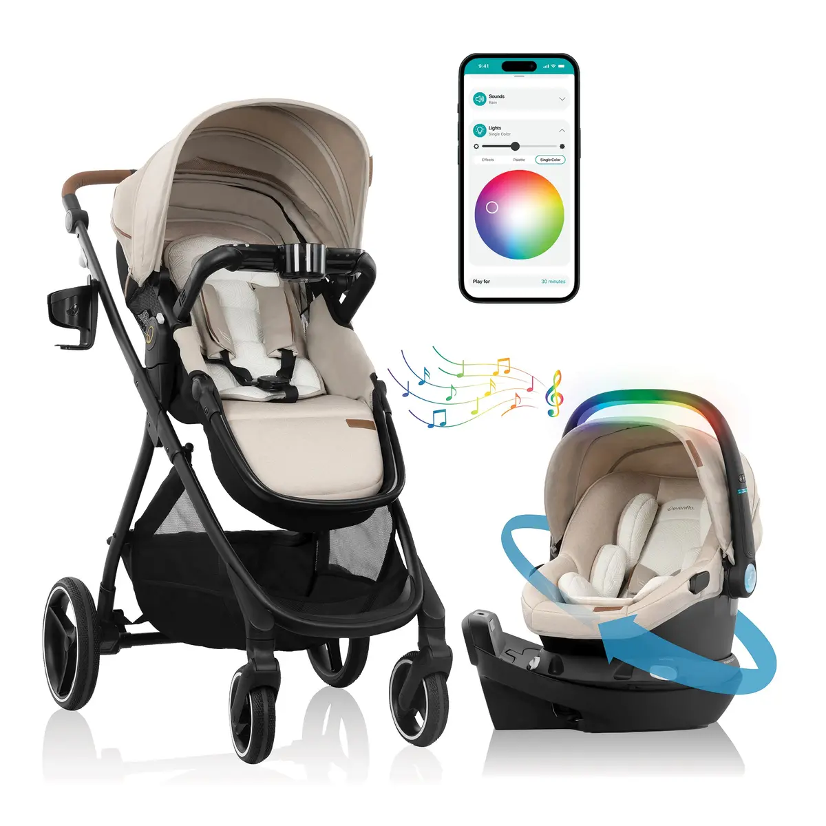 Shyft Intuiti+ Travel System Featuring Revolve180 Litemax™ Nxt Rotating Infant Car Seat With Sensorysoothe 1