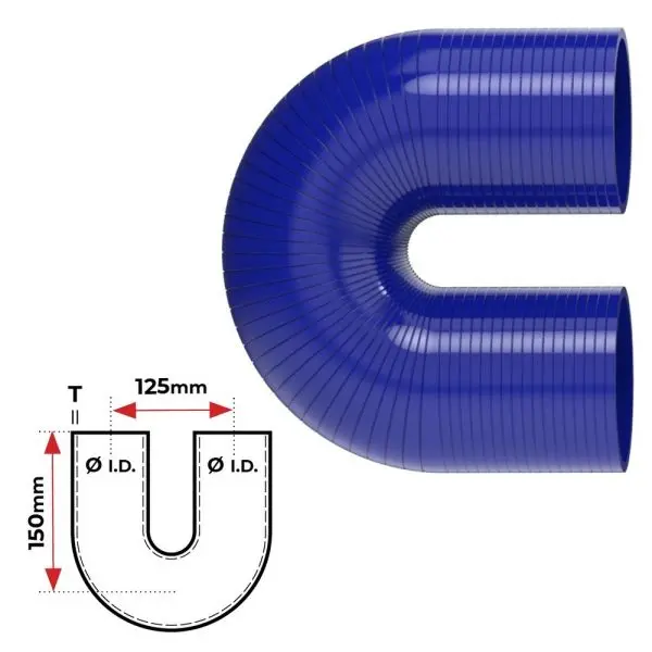 Redback Silicone Hose (2") 180° Bend (Blue) 1