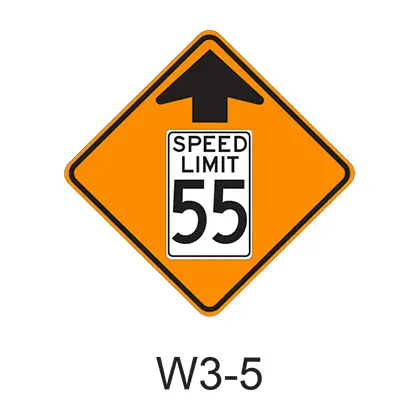 Reduced Speed Limit Ahead [Symbol] W3-5 1