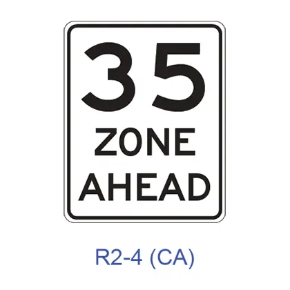 Speed Zone Ahead R2-4(Ca) 1