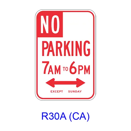 No Parking Specific Hours R30a(Ca) 1