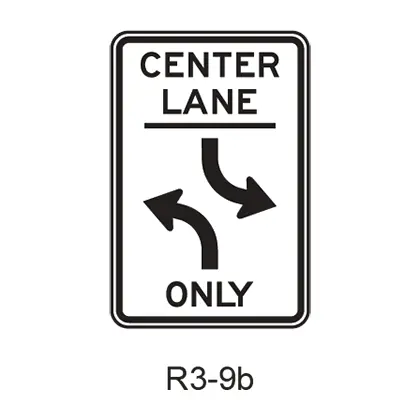 Two-Way Left Turn Only (Post-Mounted) R3-9B 1