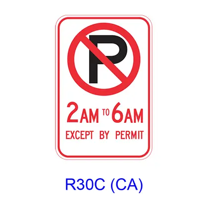 No Parking _Am To _Am Except By Permit R30c(Ca) 1