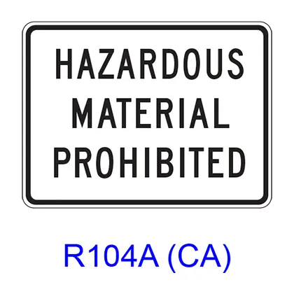 Hazardous Material Prohibited R104a(Ca) 1