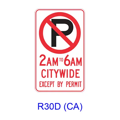 No Parking _Am To _Am Citywide Except By Permit R30d(Ca) 1