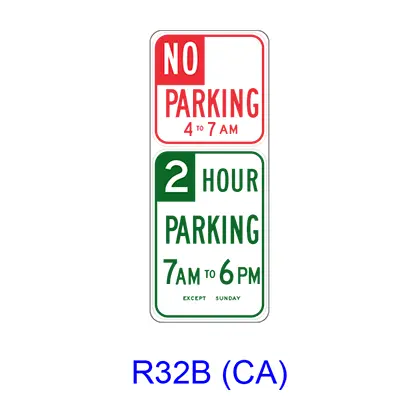 The No Parking/Parking Specific Hours R32b(Ca) 1
