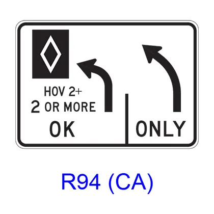 Mandatory/Optional Hov Movement Lane Control [Hov Symbol] R94(Ca) 1