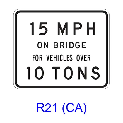 Bridge Speed And Weight Limit R21(Ca) 1