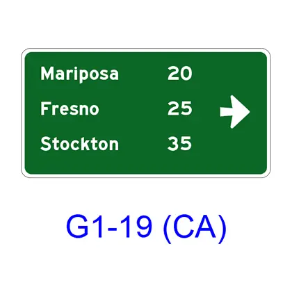 Destination & Distance - 3 Lines (Arrow Symbol) Sign G1-19(Ca) 1