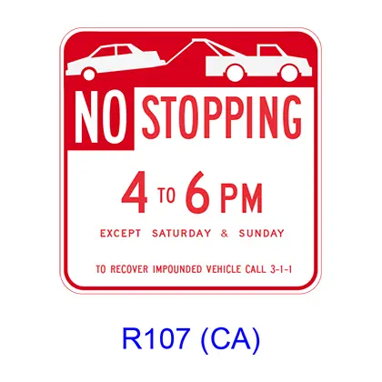 Tow-Away No Stopping _ To _Pm [Symbol] R107(Ca) 1