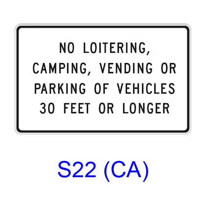 No Loitering, Camping, Vending Or Parking Of Vehicles  __ Feet Or Longer 1