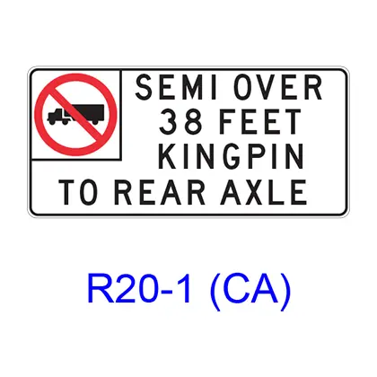 No Trucks Variable Message [Symbol] R20-1(Ca) 1