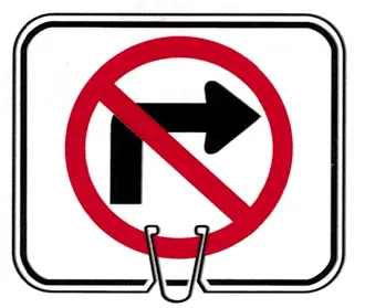 Cone Sign No Right Turn 1