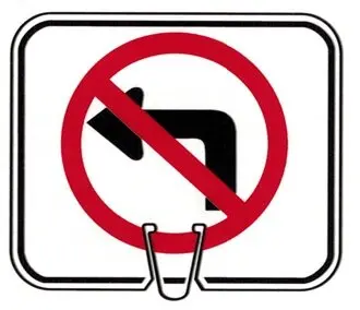 Cone Sign No Left Turn 1
