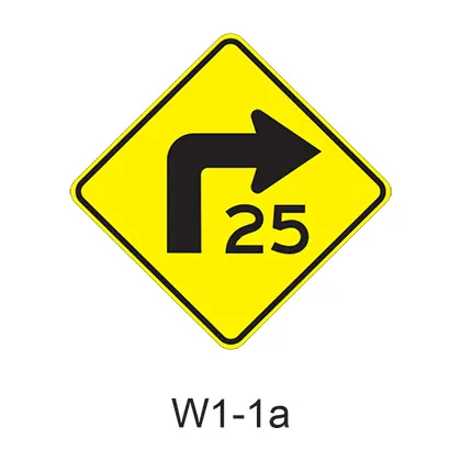 Comb Horiz Alignment/Advisory Speed W1-1A 1