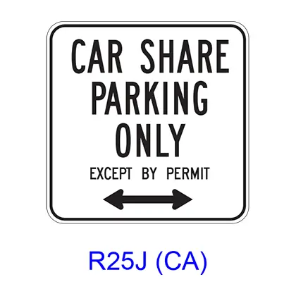 Car Share Parking Only Permit Required W/ Double Arrow R25j(Ca) 1