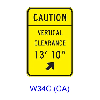Caution Vertical Clearance __' __" Arrow W34c(Ca) 1