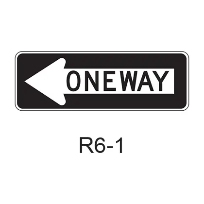 One Way [White Arrow W/ Black Legend & Bkgrnd] R6-1 1