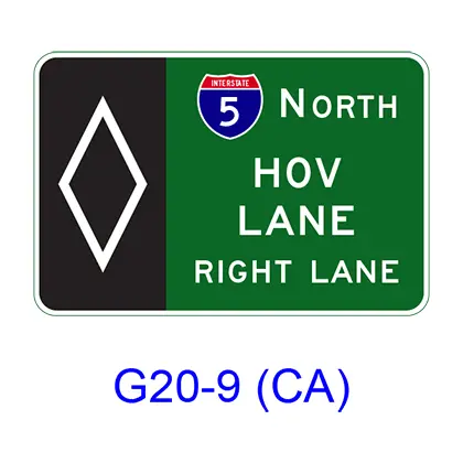 Hov Advance Lane Assignment W/ Hov Symbol G20-9(Ca) 1