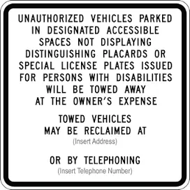 Handicap Entry Sign R100b B/W 1