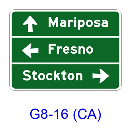 Destination & Street Name W/ Arrow G8-16(Ca) 1