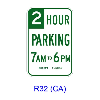 Limited Hour/Minute Parking Specific Hours R32(Ca) 1