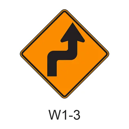 Reverse Turn Sign W1-3 1