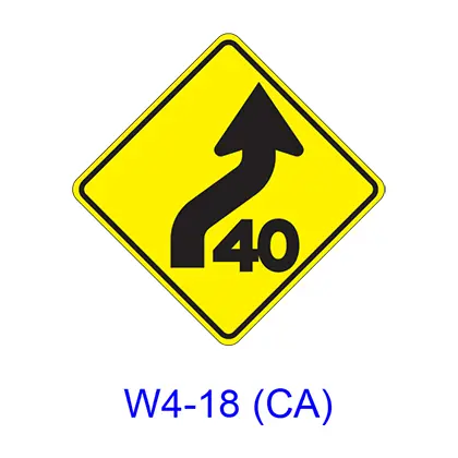 Combination Reverse Curve/Advisory Speed W4-18(Ca) 1