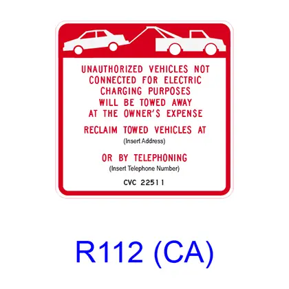 Electric Vehicle Charging Station Tow-Away [Symbol] R112(Ca) 1