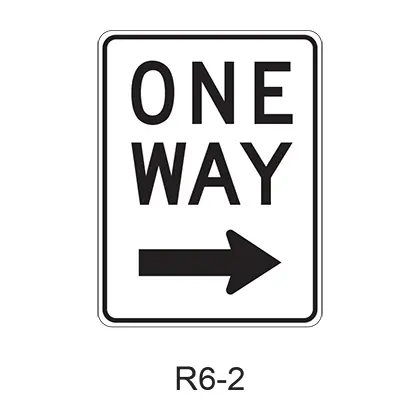 One Way [Black On White W/ Arrow] R6-2 1