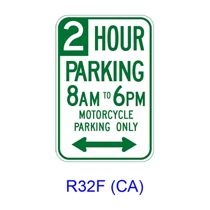_ Hour Parking _Am To _Pm Motorcycle Parking Only W/ Double Arrow R32f(Ca) 1