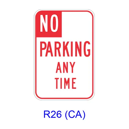 No Parking Any Time R26(Ca) 1