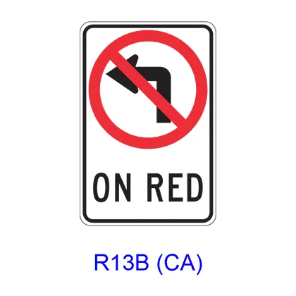 No Left Turn On Red R13b(Ca) 1